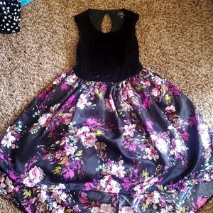 Girls high low dress black and purple floral dress size 10